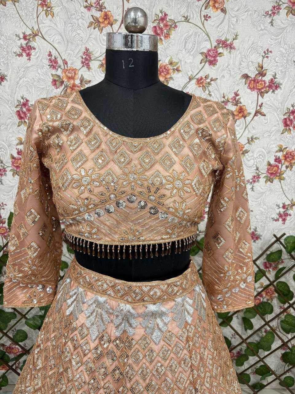 Butterfly Net Zari Work Sequins Lehenga - MYLUXURY LANE ENTERPRISE
